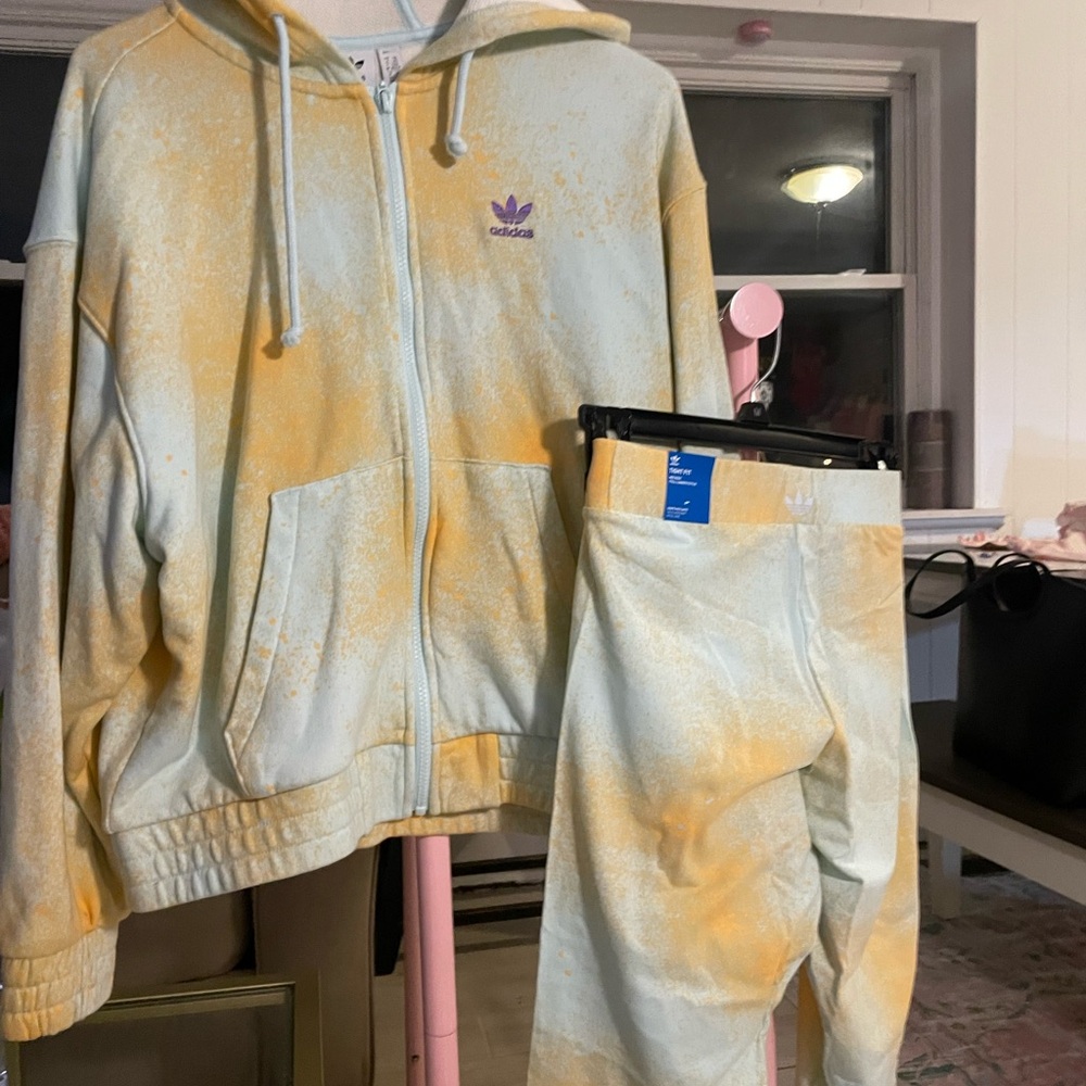 Adidas Orange and  Mint Hoodie and Joggers